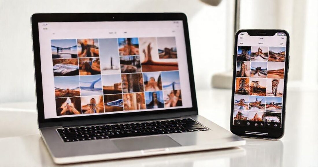 The same free gallery open on a laptop and a phone