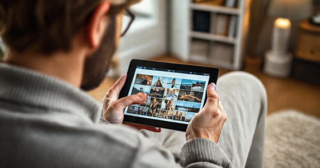 A client marking favourites on a tablet at home