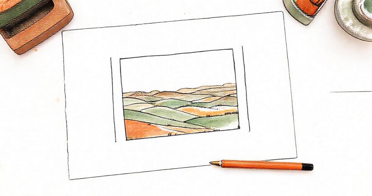 Illustration of a crop window placed over part of a landscape photo, with the rest dimmed